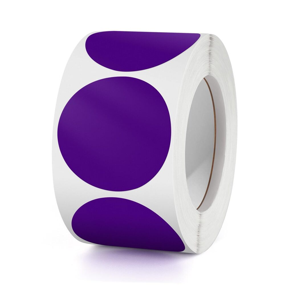 1902 Round Stickers Purple 1.5 Inch Circle Labels with Color Coding Dot